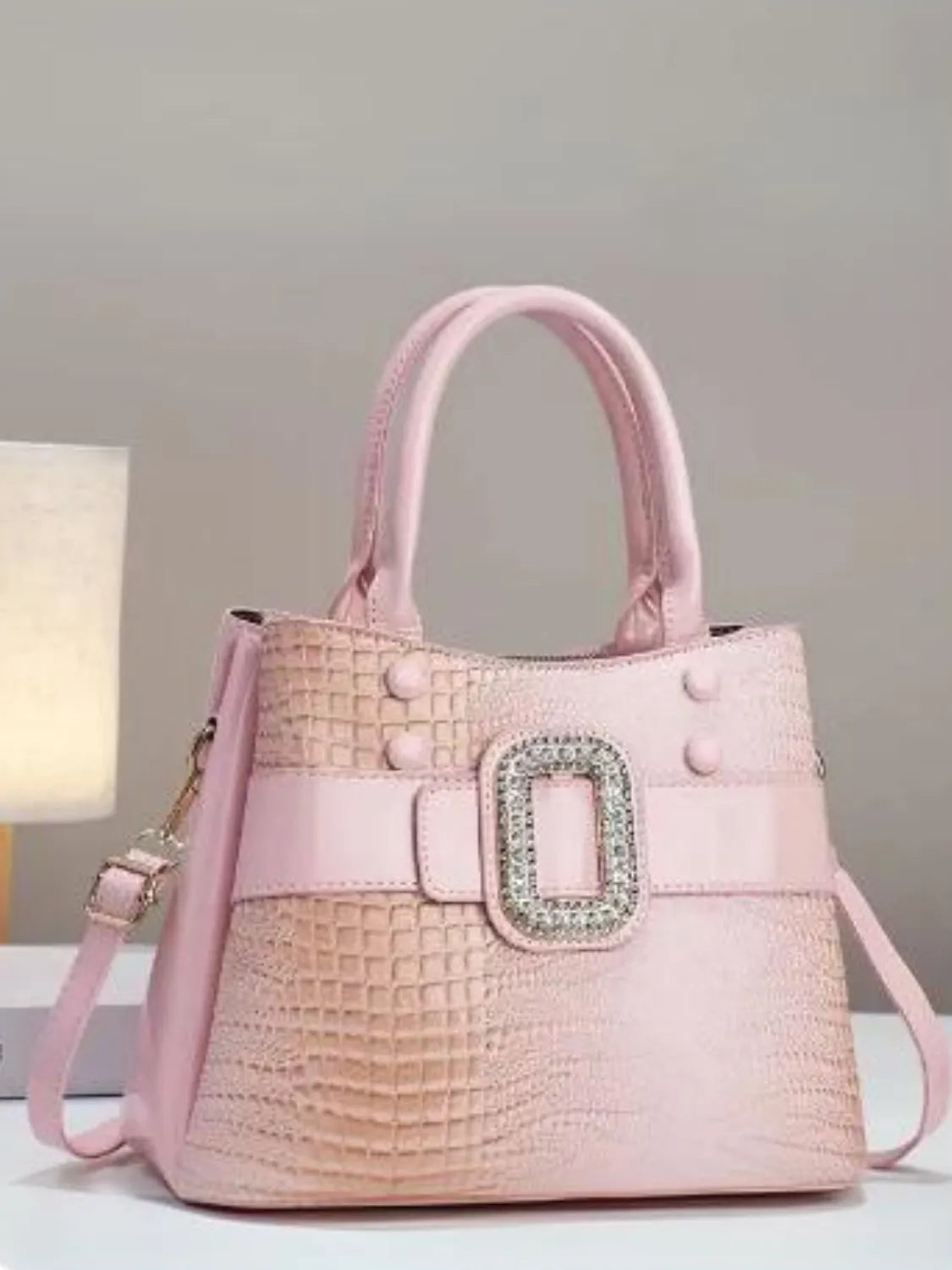 Bolsa Feminina de Ombro em Couro Brilhante com Textura Crocodilo - Tereza [FRETE FULL]