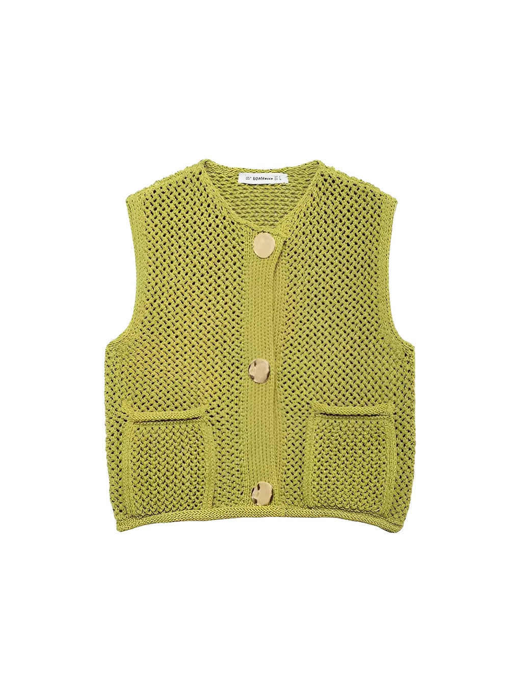 Blusa em Tricô com Decote Canoa Botões Maxi e Bolsos - Ayla