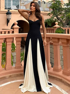 Vestido Longo com Decote Coração Alças Finas e Corpete Ajustado – Celine