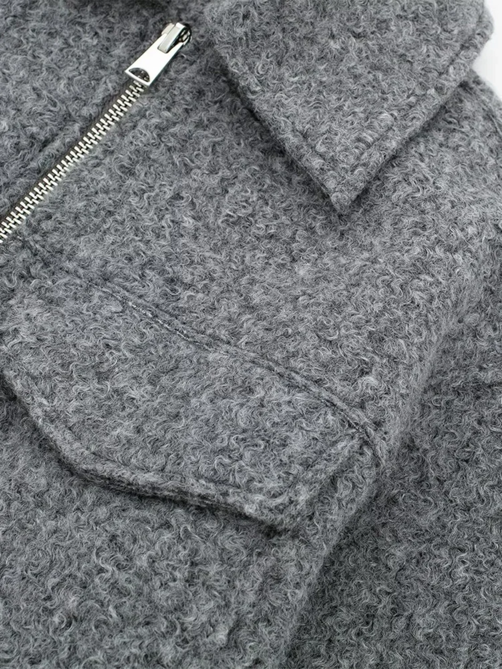 Jaqueta Feminina Bomber de Lã com Bolsos e Zíper - Jessy