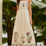Vestido Longo Estampado com Alças Ajustáveis e Costas Abertas - Dahlia