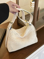 Bolsa Tiracolo de Palha com Alça Ajustável  Elegante em Couro PU- Coraline