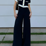 Conjunto Feminino Confortável Blusa Cropped com Botões e Calça de Cintura Alta - Victoria [FRETE FULL]