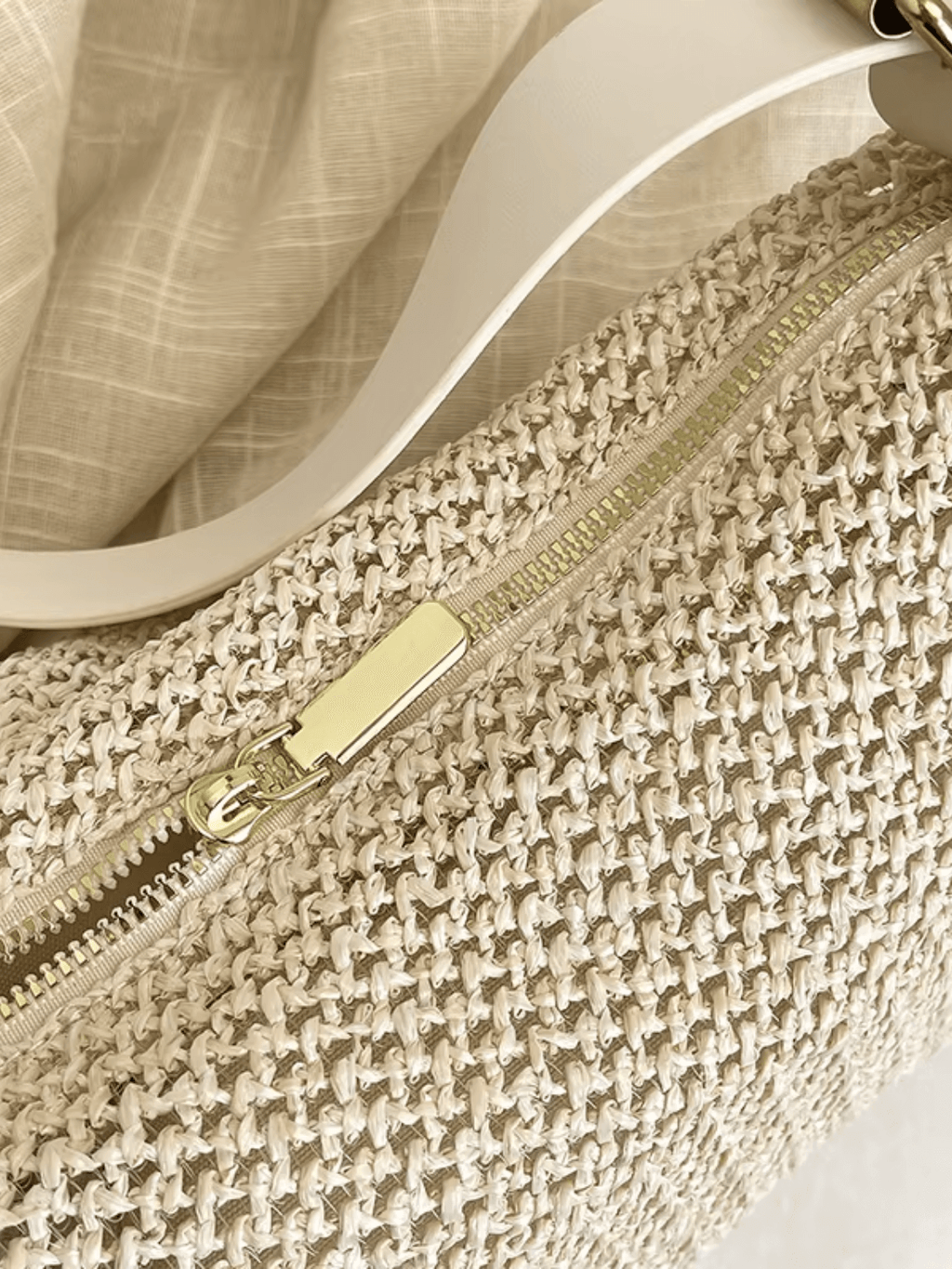 Bolsa Tiracolo de Palha com Alça Ajustável  Elegante em Couro PU- Coraline