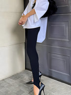 Calça Legging Canelada de Cintura Alta com Pézinho – Leticia