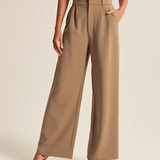 Calça Feminina de Alfaiataria Cintura Alta com Modelagem Wide Leg – Samira