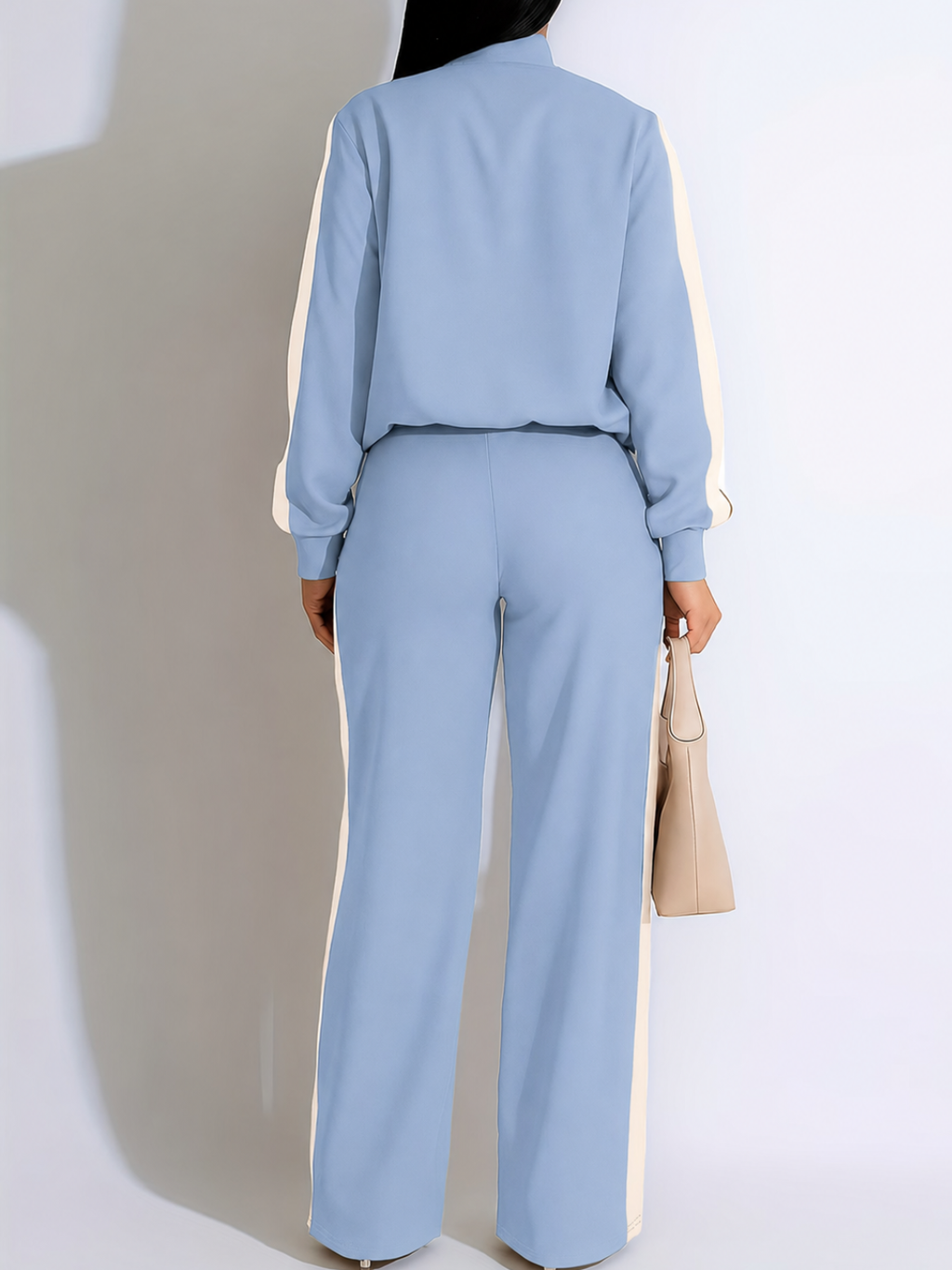 Conjunto Esportivo com Jaqueta Bomber e Calça Wide Leg Ajustável-  Zaia