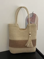 Bolsa Tote de Palha com Alça de Ombro Trançada  para Praia - Manu