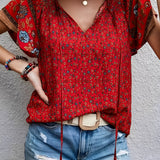 Blusa de Viscose com Mangas Borboleta e Estampa Floral – Tereza