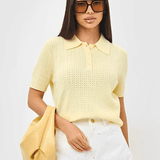 Blusa em Viscose Texturizada com Gola Polo e Botões - Tábata