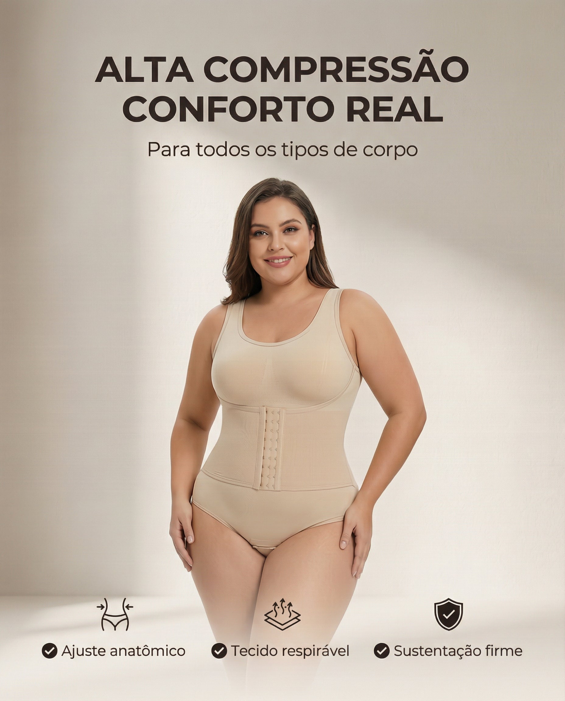 Body Modelador Feminino  Levanta Bumbum de Alta Compressão – Madalena