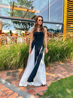 Vestido Longo com Decote Coração Alças Finas e Corpete Ajustado – Celine