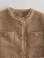 Jaqueta Feminina Tweed Texturizada com Botões e Bolsos - Giorgia