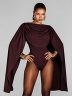 Body com Capa Drapeada Volumosa Sobreposta e Efeito Fluido - Lorelay