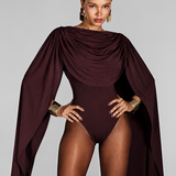 Body com Capa Drapeada Volumosa Sobreposta e Efeito Fluido - Lorelay